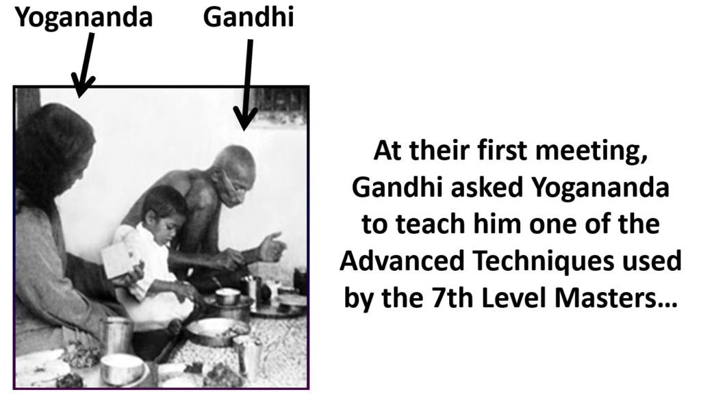 Gandhi asking Yogananda for training.